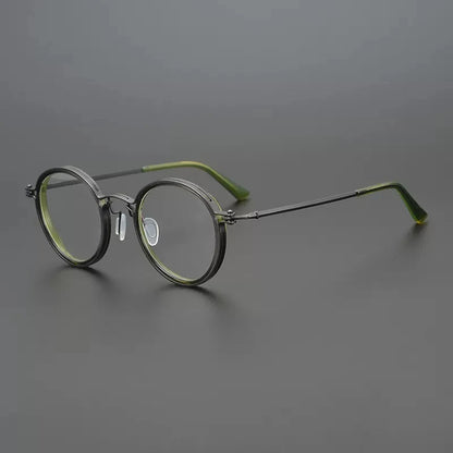 
Montura de gafas ópticas redondas de estilo vintage en titanio puro ultraligero - Imagen 8