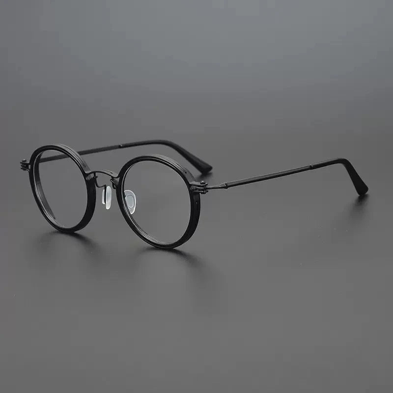
Montura de gafas ópticas redondas de estilo vintage en titanio puro ultraligero - C2