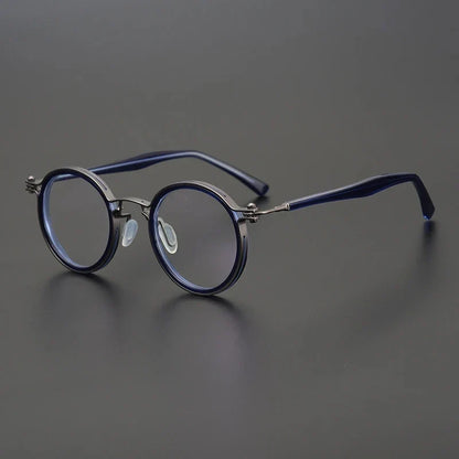 
Montura de gafas ópticas redondas de estilo vintage en titanio puro ultraligero - Imagen 13
