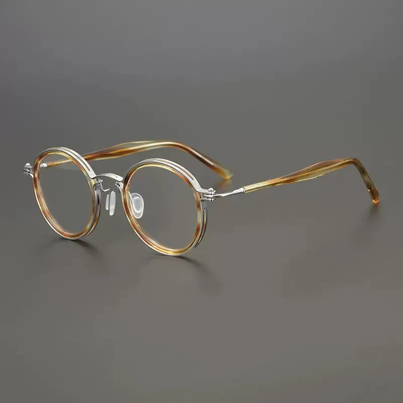 
Montura de gafas ópticas redondas de estilo vintage en titanio puro ultraligero - C1