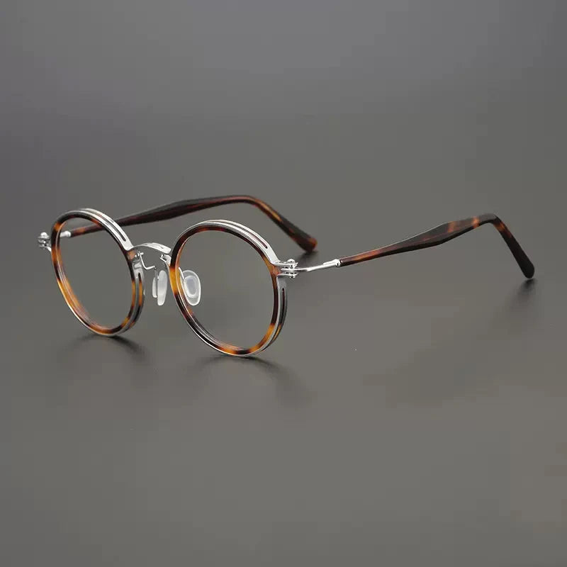 
Montura de gafas ópticas redondas de estilo vintage en titanio puro ultraligero - C1