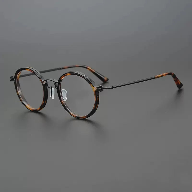 
Montura de gafas ópticas redondas de estilo vintage en titanio puro ultraligero - C2