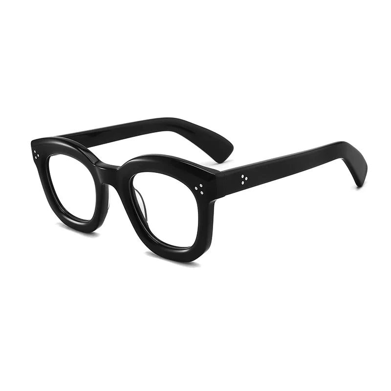 
Montura de gafas graduadas vintage, cuadrada, hecha a mano en acetato y de ajuste ligero - Negro