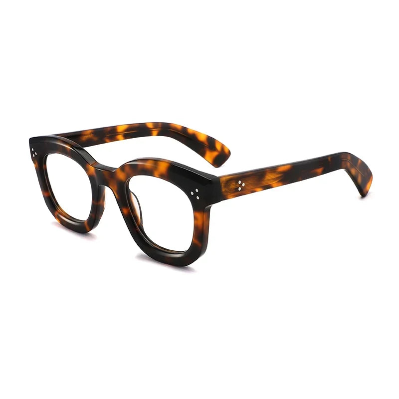 
Montura de gafas graduadas vintage, cuadrada, hecha a mano en acetato y de ajuste ligero - Carey
