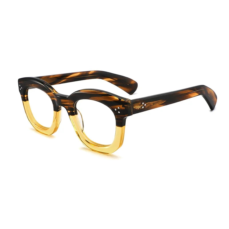 
Montura de gafas graduadas vintage, cuadrada, hecha a mano en acetato y de ajuste ligero - Rayas
