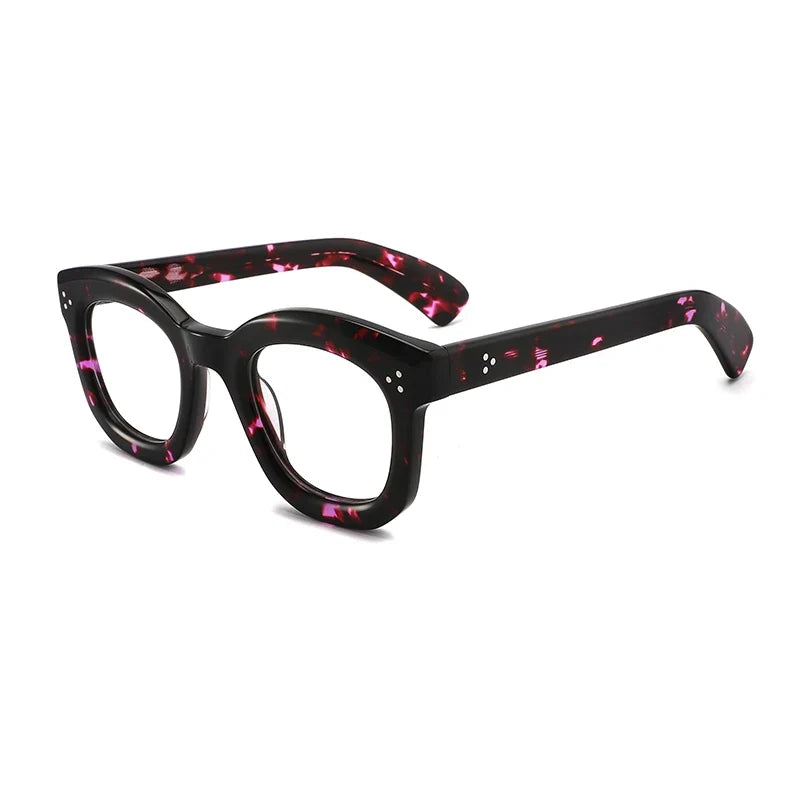 
Montura de gafas graduadas vintage, cuadrada, hecha a mano en acetato y de ajuste ligero - Carey rosa