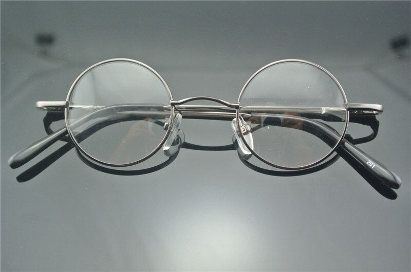 
Monturas de gafas vintage de metal, estilo John Lennon, redondas y pequeñas de 38 mm con bisagras de res orte - Gris metálico