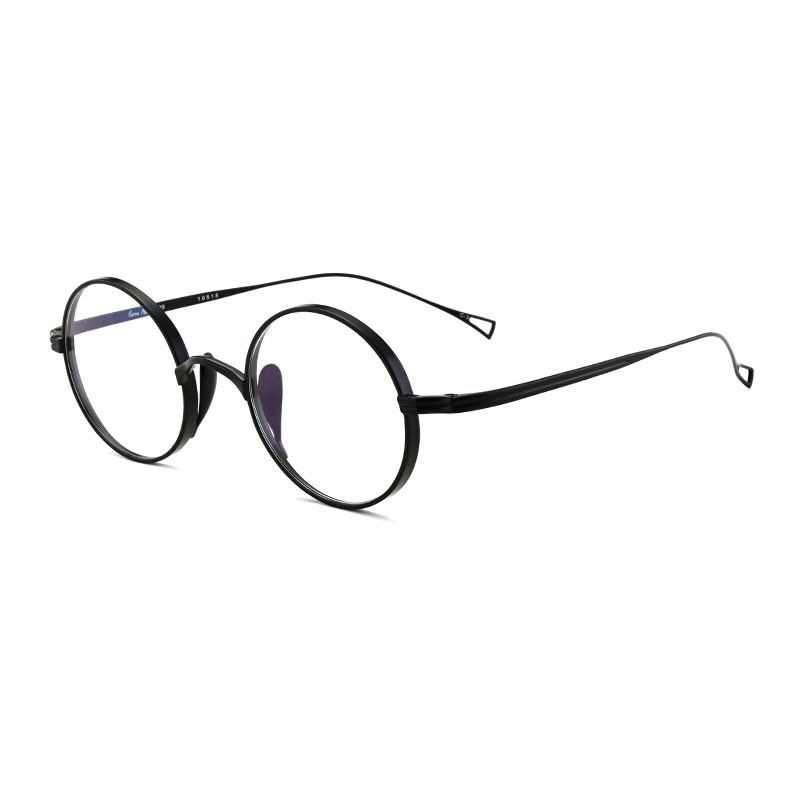 
Montura redonda de titanio de estilo retro para gafas graduadas - Negro
