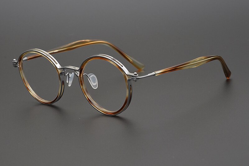 
Montura redonda de titanio ultraligero 6348 de estilo retro para gafas graduadas - Marrón