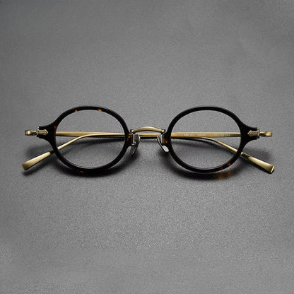 
Montura de gafas ópticas redondas retro pequeñas de acetato y titanio ultraligeras - Imagen 2