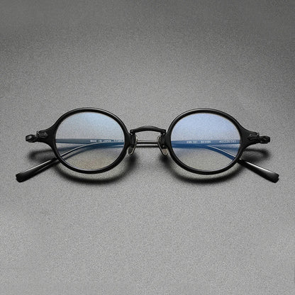 
Montura de gafas ópticas redondas retro pequeñas de acetato y titanio ultraligeras - Imagen 4
