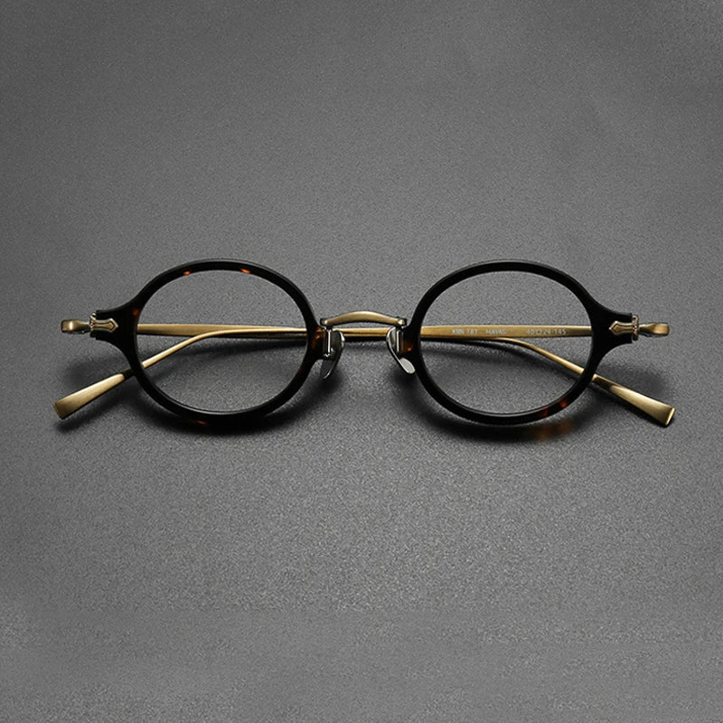 
Montura de gafas ópticas redondas retro pequeñas de acetato y titanio ultraligeras