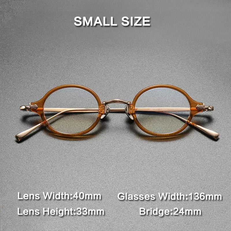 
Montura de gafas ópticas redondas retro pequeñas de acetato y titanio ultraligeras - Imagen 7