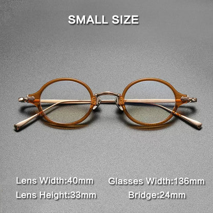 
Montura de gafas ópticas redondas retro pequeñas de acetato y titanio ultraligeras - Imagen 7