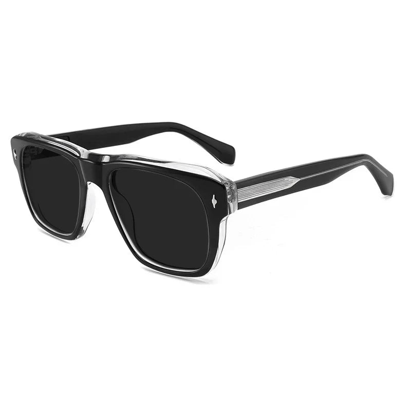 
Gafas de sol vintage de acetato polarizadas con protección UV400 y ajuste amplio - Negro transparente
