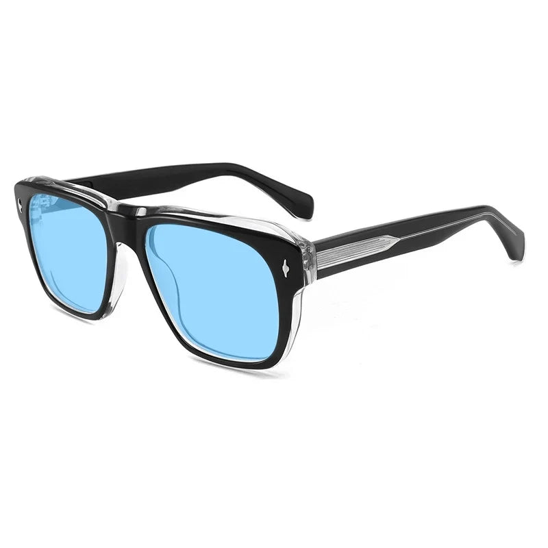 
Gafas de sol vintage de acetato polarizadas con protección UV400 y ajuste amplio - Negro transparente