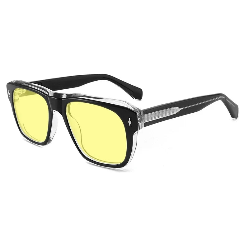 
Gafas de sol vintage de acetato polarizadas con protección UV400 y ajuste amplio - Negro transparente
