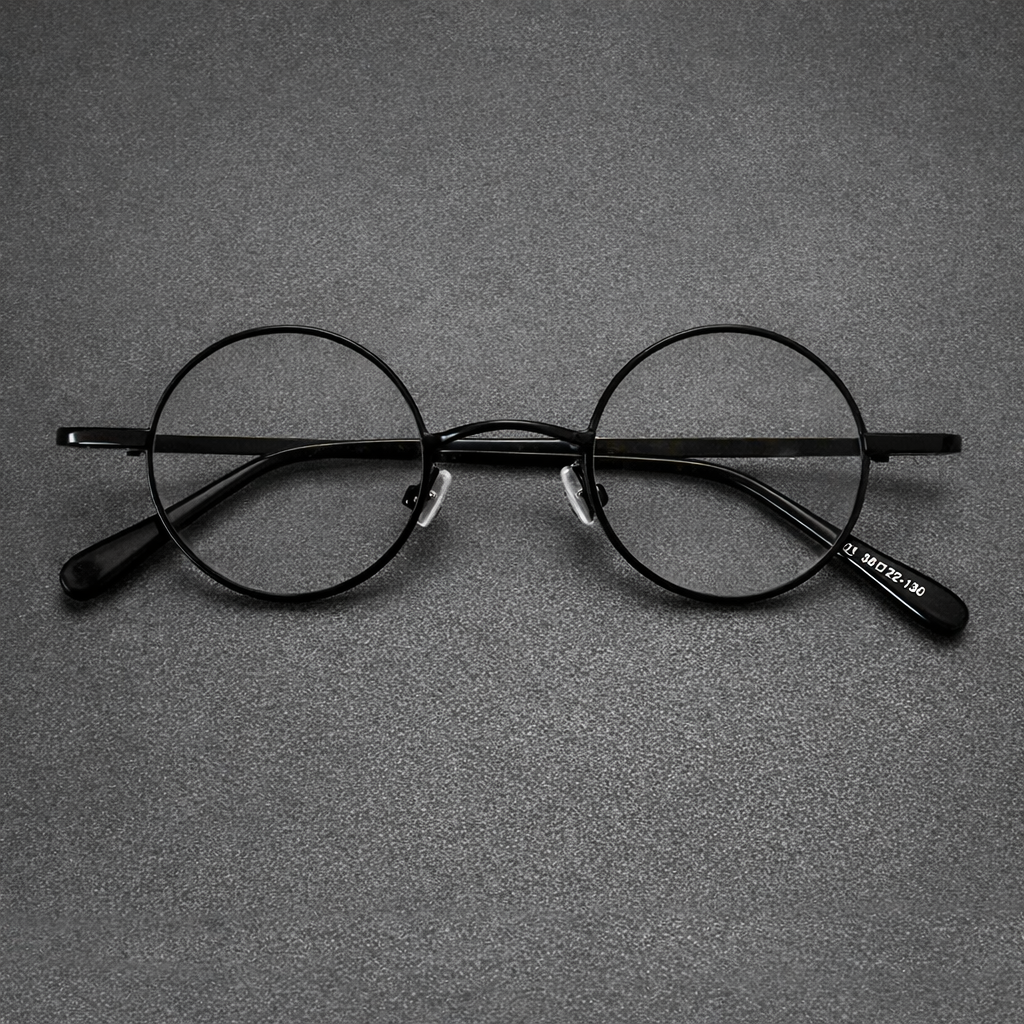 
Monturas de gafas vintage de metal, estilo John Lennon, redondas y pequeñas de 38 mm con bisagras de res orte - Imagen 3