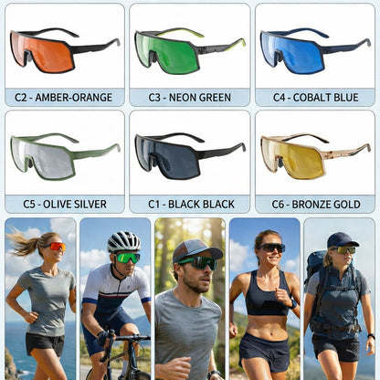
Gafas de sol deportivas cuadradas de visión amplia con lentes polarizadas para actividades al aire libre - Imagen 4