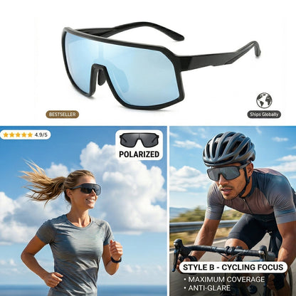 
Gafas de sol deportivas cuadradas de visión amplia con lentes polarizadas para actividades al aire libre - Imagen 3