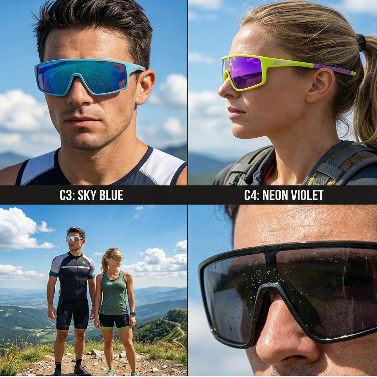 
Gafas de sol deportivas con escudo a prueba de viento TR90 y lentes de policarbonato para ciclismo, running y senderismo - Imagen 3