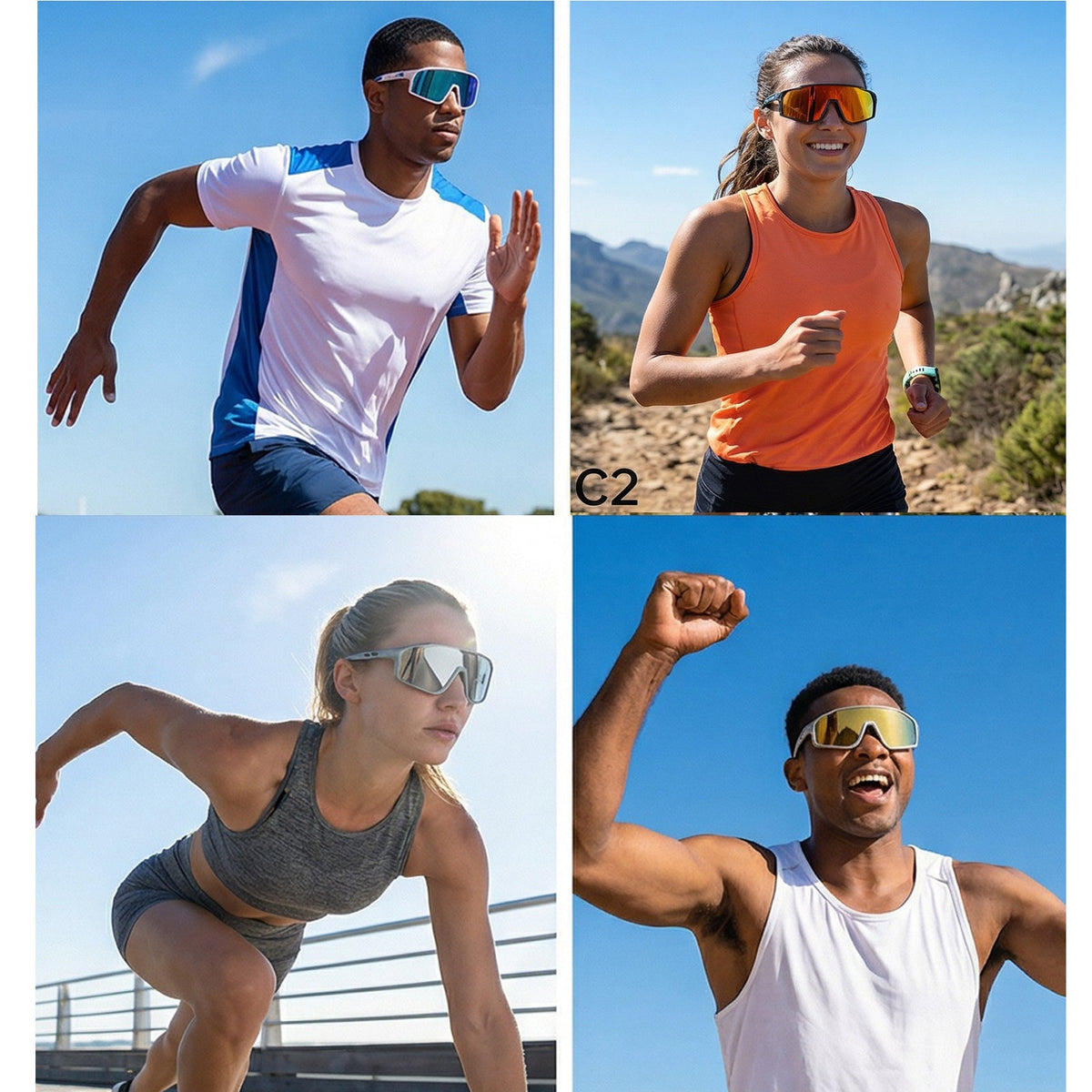 
Gafas de sol deportivas con escudo geométrico TR90 y lentes de PC para  ciclismo y running - Imagen 5