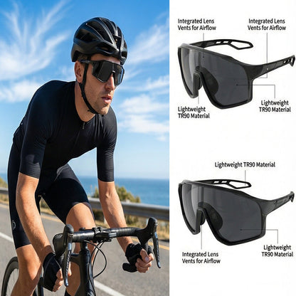 
Gafas de sol deportivas con escudo geométrico TR90 y lentes de PC para  ciclismo y running - Imagen 3