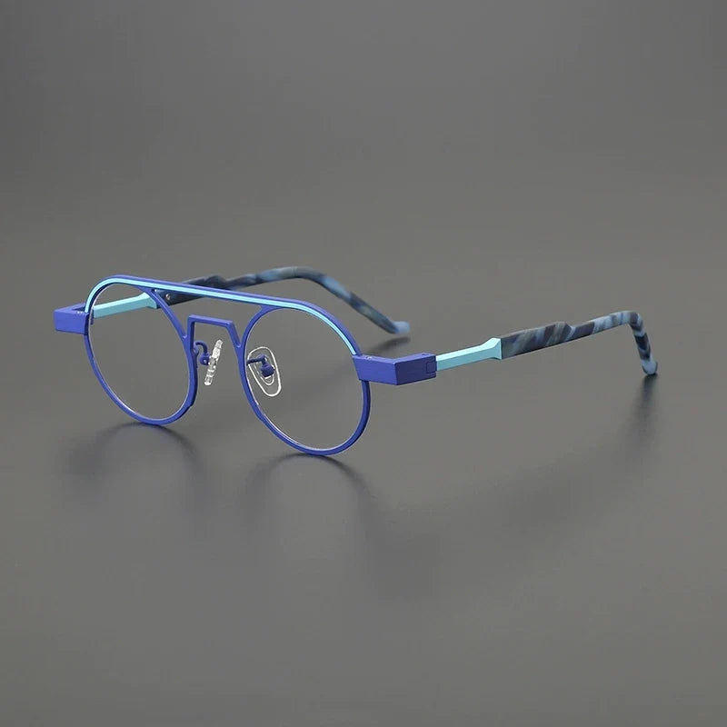 
Montura redonda de titanio con detalles neón - Azul