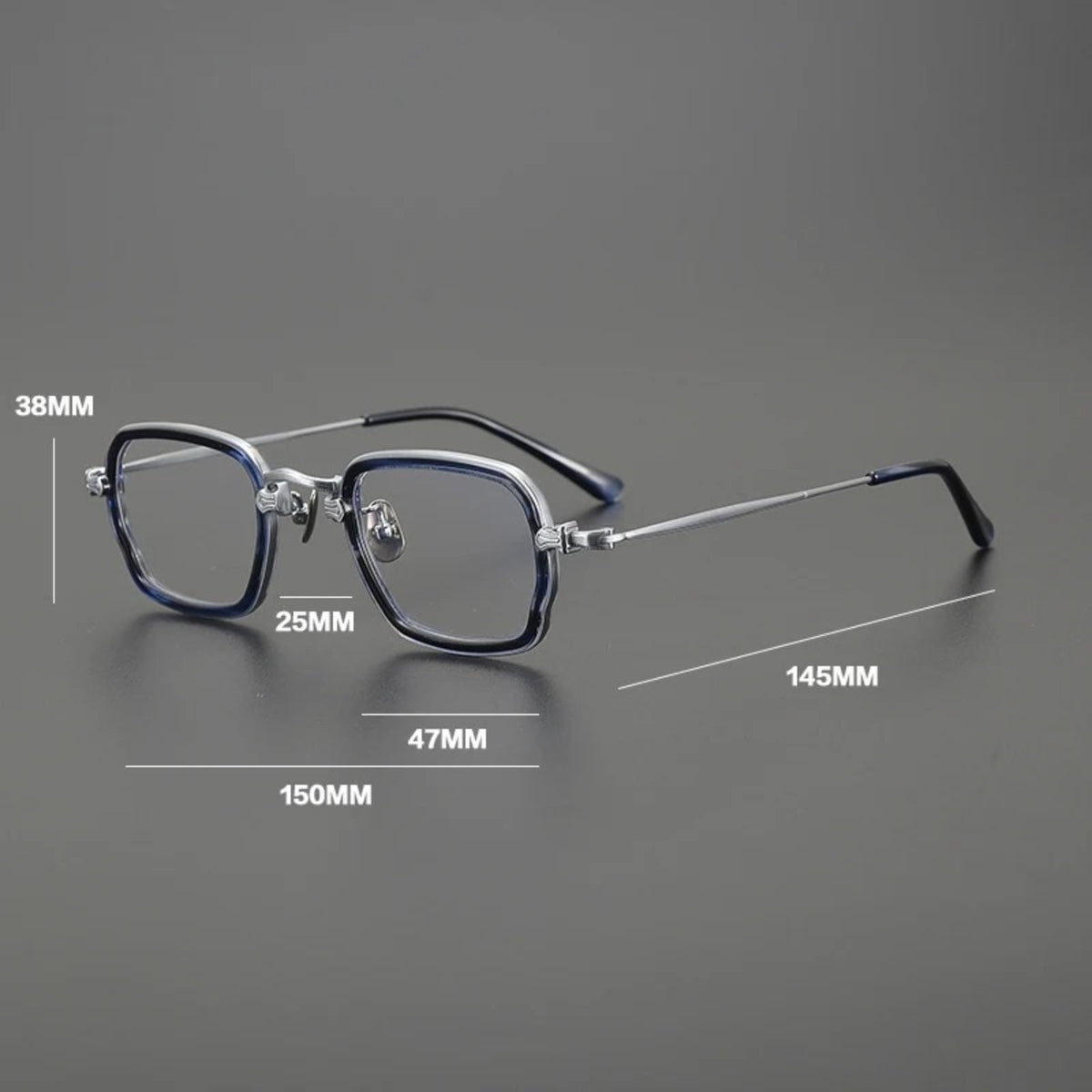 
Montura cuadrada de acetato y titanio en dos tonos