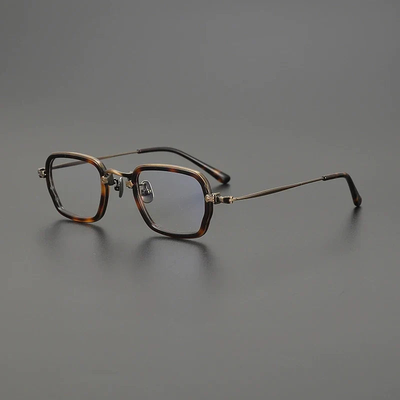 
Montura cuadrada de acetato y titanio en dos tonos - Carey