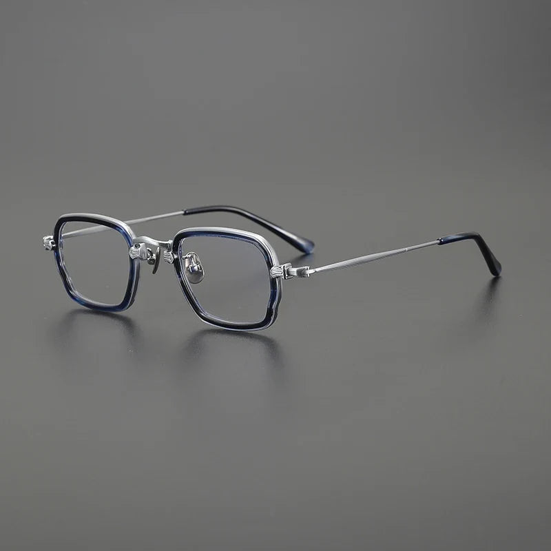 
Montura cuadrada de acetato y titanio en dos tonos - plata