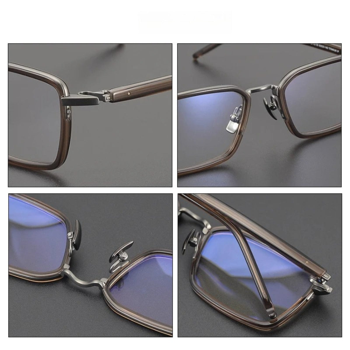 
Montura cuadrada estilo browline de acetato y titanio