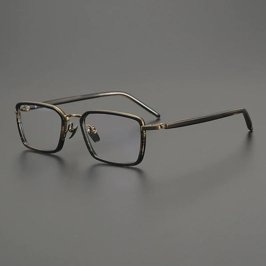 Montura cuadrada estilo browline de acetato y titanio