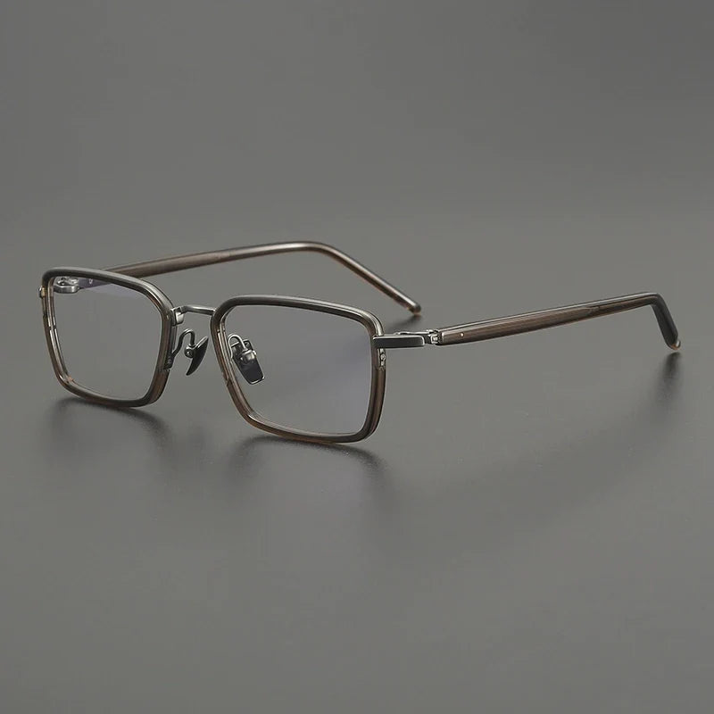 
Montura cuadrada estilo browline de acetato y titanio - Ámbar