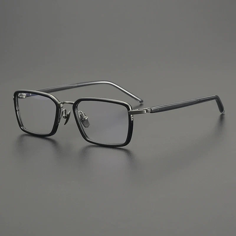 
Montura cuadrada estilo browline de acetato y titanio