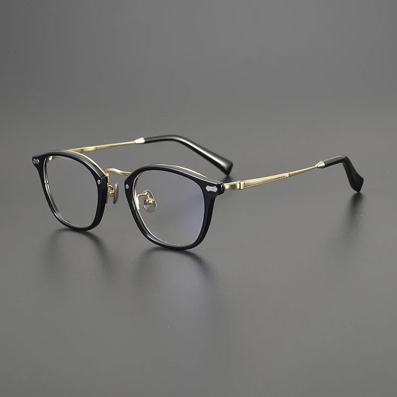 
Montura cuadrada de acetato y titanio - Negro-Dorado