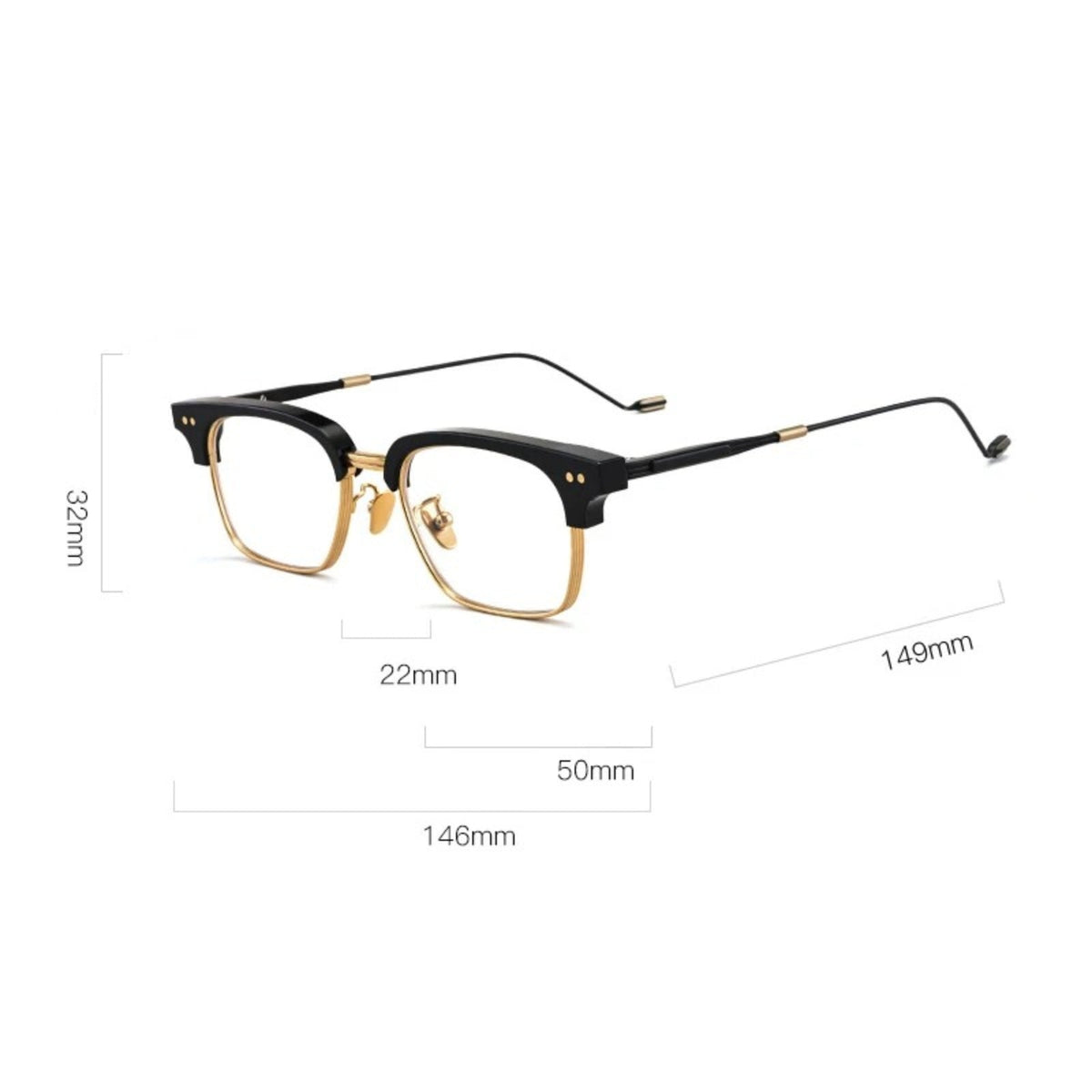 
Montura cuadrada de acetato transparente con medio aro