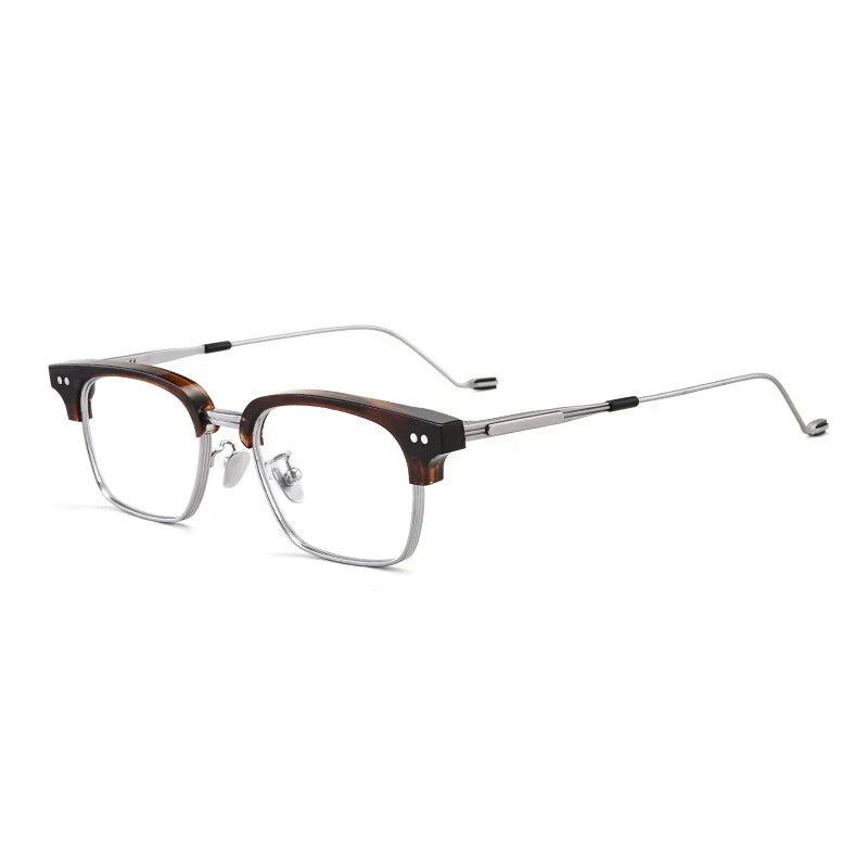 
Montura cuadrada de acetato transparente con medio aro
