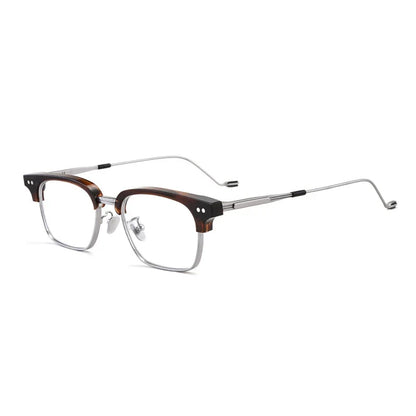 
Montura cuadrada de acetato transparente con medio aro