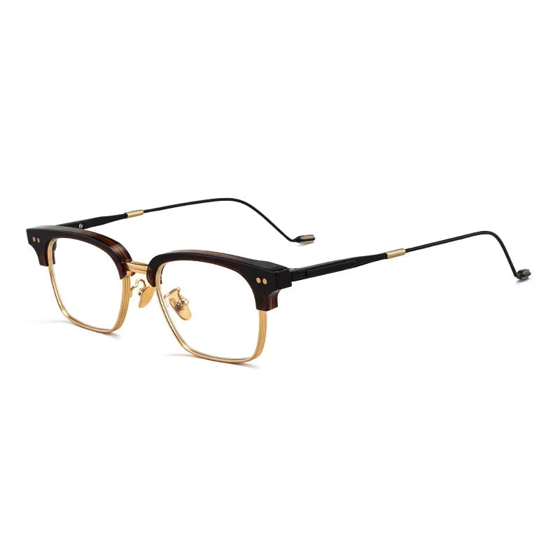 
Montura cuadrada de acetato transparente con medio aro