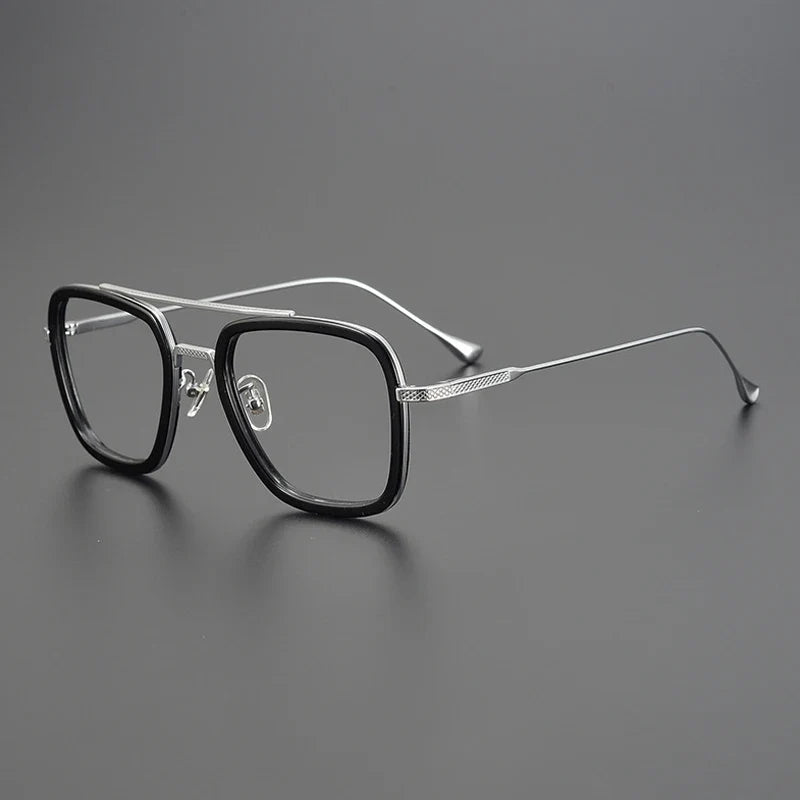 
Montura de acetato y titanio cuadrada y gruesa - Negro-plata