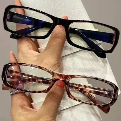 
Gafas de luz azul rectangulares de plástico con estampado de carey - Imagen 4