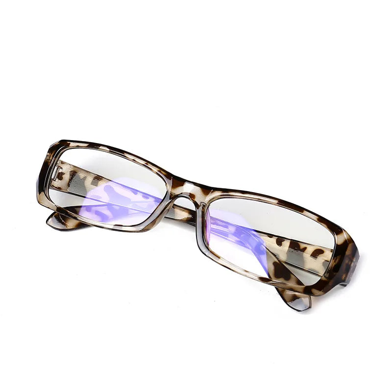 
Gafas de luz azul rectangulares de plástico con estampado de carey