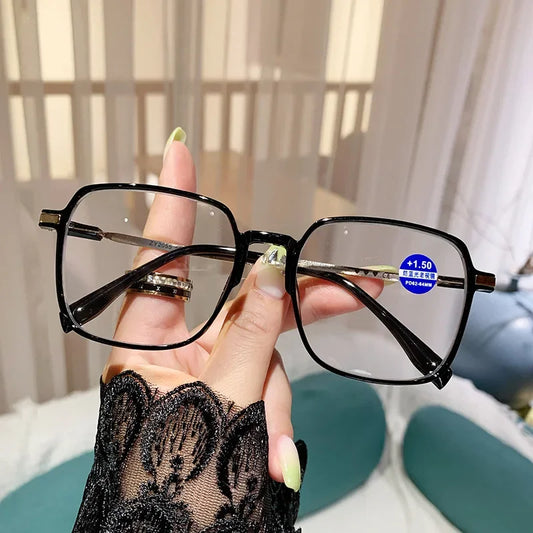 Gafas de lectura cuadradas de plástico extragrandes con filtro de luz azul
