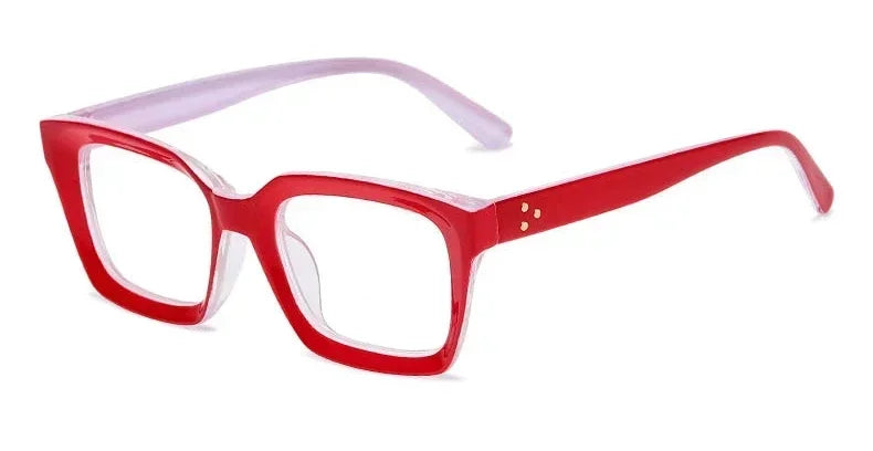 
Gafas de lectura cuadradas de titanio y plástico con filtro de luz azul - Rojo