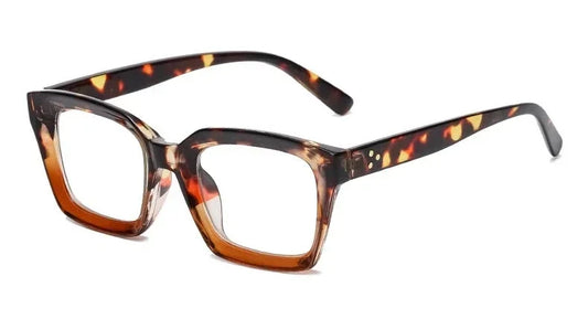 Gafas de lectura cuadradas de titanio y plástico con filtro de luz azul