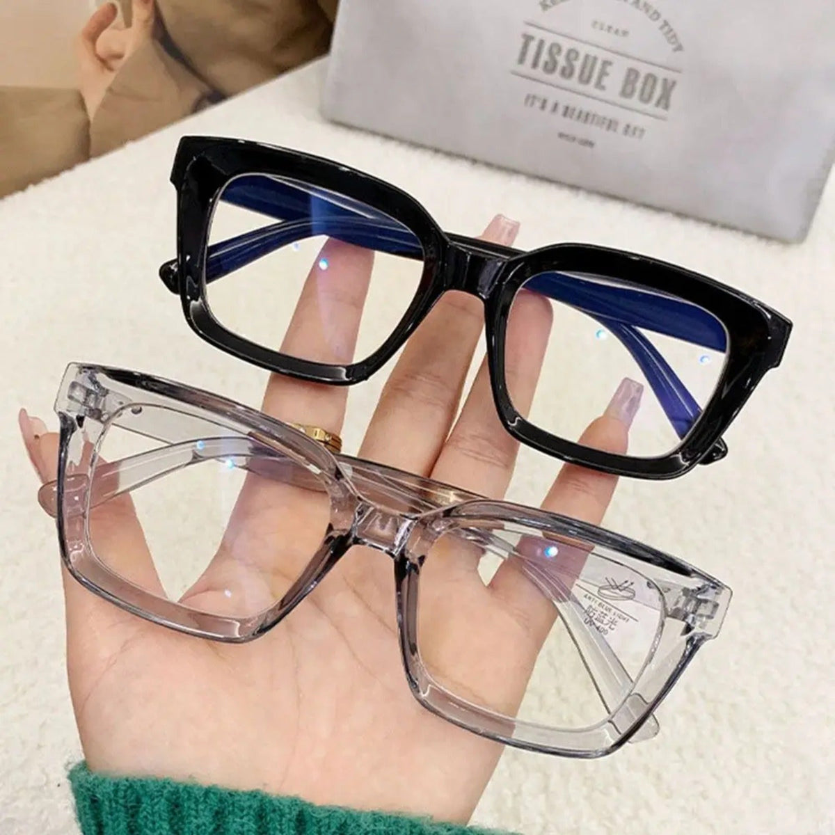 
Gafas cuadradas extragrandes de plástico con  filtro de luz azul