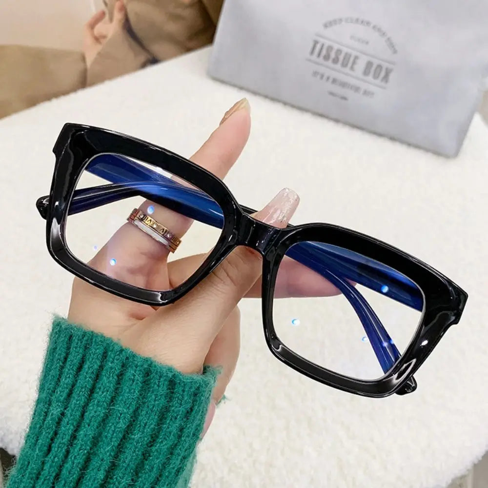 
Gafas cuadradas extragrandes de plástico con  filtro de luz azul - Negro
