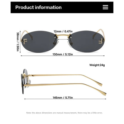 
Gafas de sol ovaladas sin montura de aleación con protección UV400 - Imagen 4