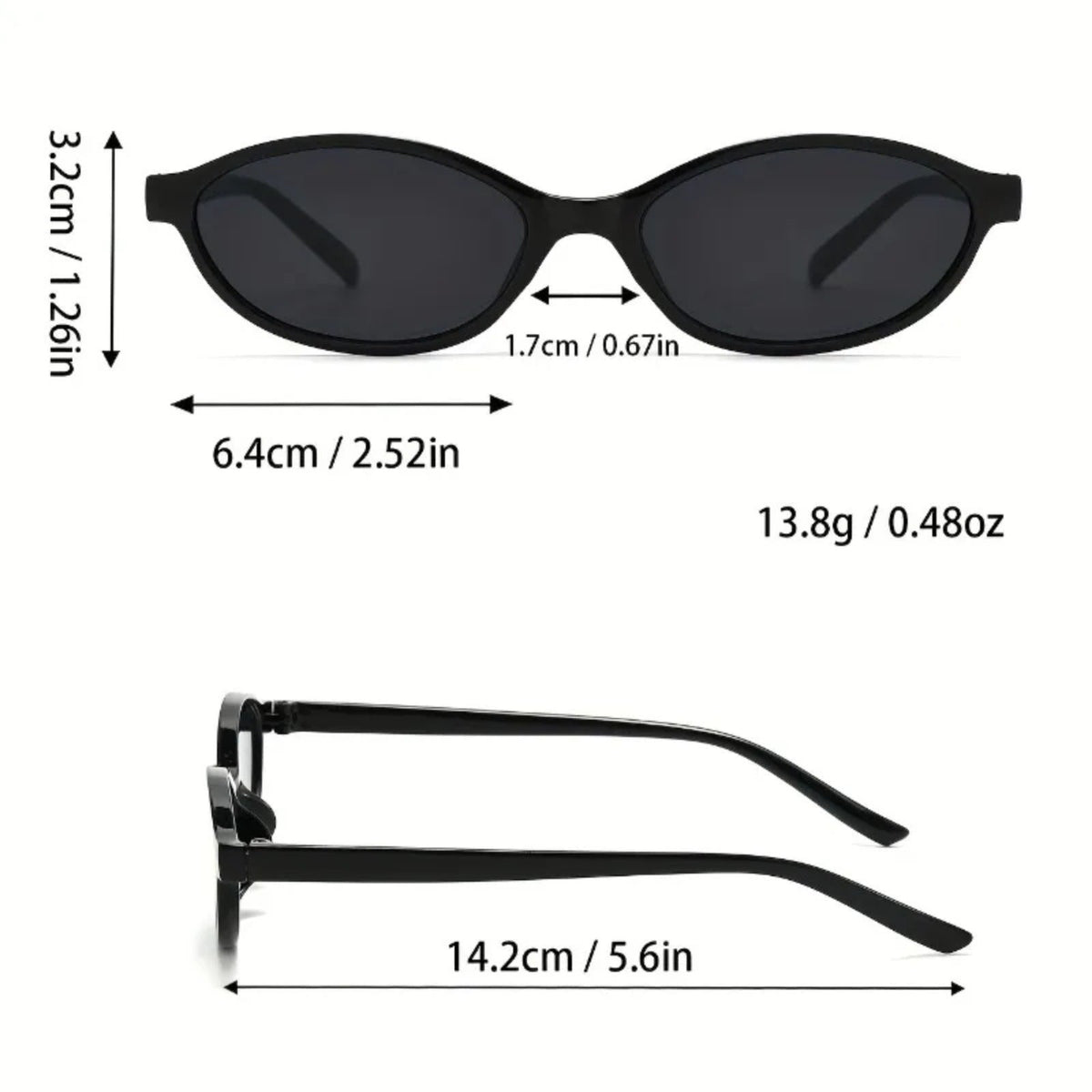 
Gafas de sol ovaladas de plástico con protección UV400